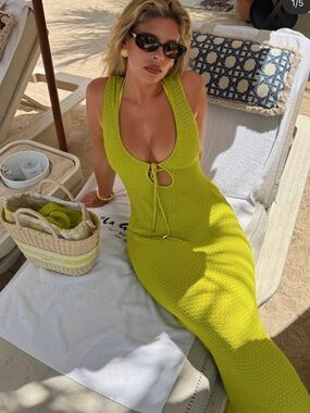 Monday Swimwear Monte Carlo Dress in Chartreuse Lace Size P/XS